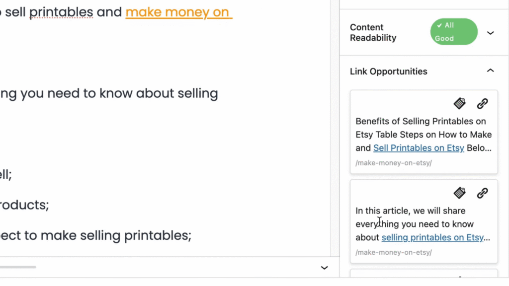 Link opportunities